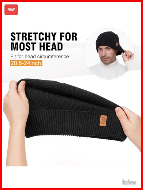 Merino Wool Fleece Lined Beanie Winter Hat Warm Stretch Fit main image 5
